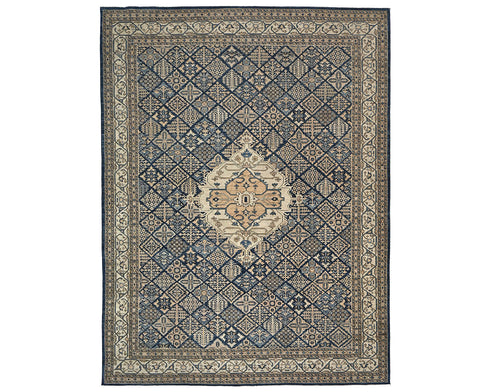 9x12 Blue Aryana Afghan Hand Knotted Veg Dye Wool Area Rug